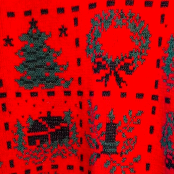 Vintage - Made in USA Ugly Christmas Sweater With Wreaths, Cottages and Trees 🎄 - Picture 5 of 5